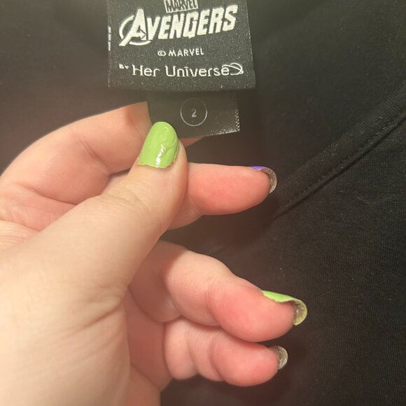 Torrid Her Universe Marvel Avengers Endgame Skater Mini Black Dress Chiffon2X - Picture 7 of 9